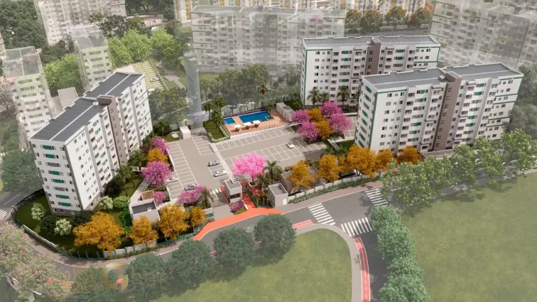 Vista por drone do Residencial Poente Dos Tucanos em Pirituba, condomínio em São Paulo