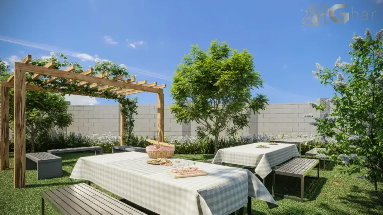 Gazebo do Residencial Silverstone em Interlagos em área comum arborizada do condomínio