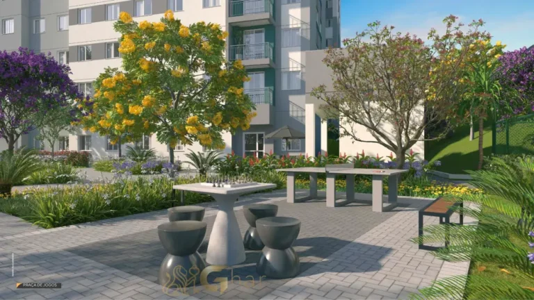 Praça de jogos do condomínio Singular Butantã com espaço de lazer ao ar livre em São Paulo