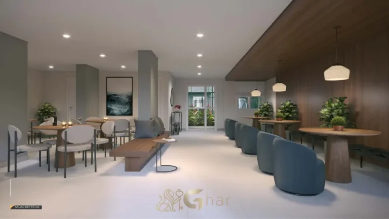 Salão de festas do condomínio Singular Butantã com espaço para confraternizações