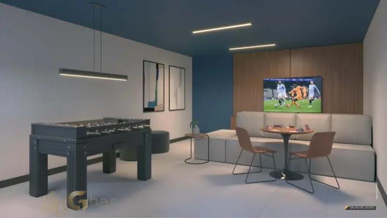 Salão de jogos do condomínio Singular Butantã com espaço de entretenimento