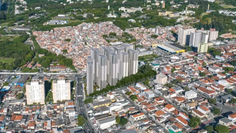 Vista aérea da fachada do condomínio Singular Butantã no Butantã
