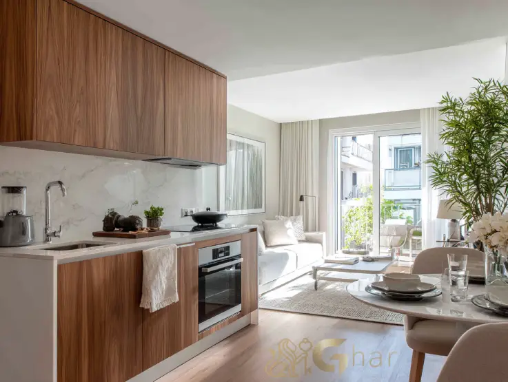 Apartamento decorado com sala e cozinha aberta com terraço no Soul Miguel Yunes