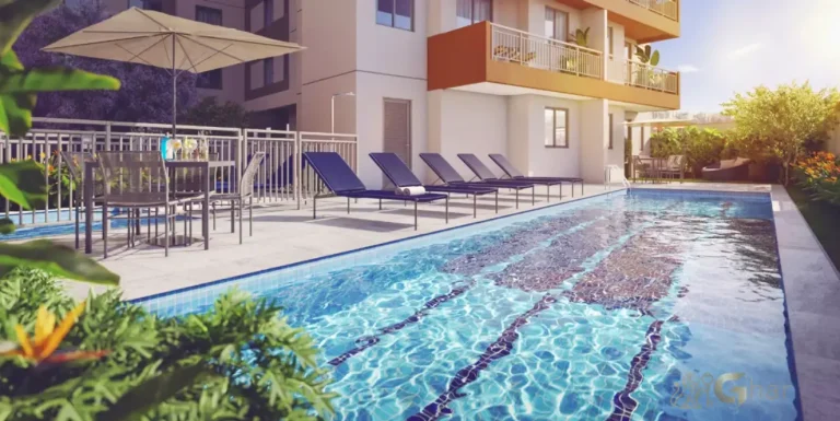 Área de lazer com academia e piscina no condomínio Supreme Anália Franco em São Paulo