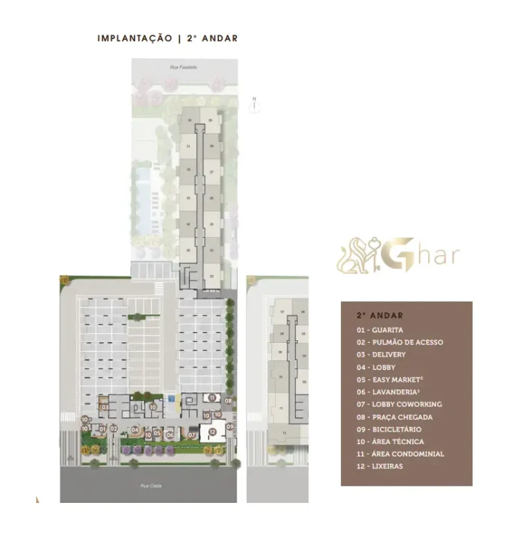 Planta de implantação do 2º pavimento do condomínio Supreme Vila Romana