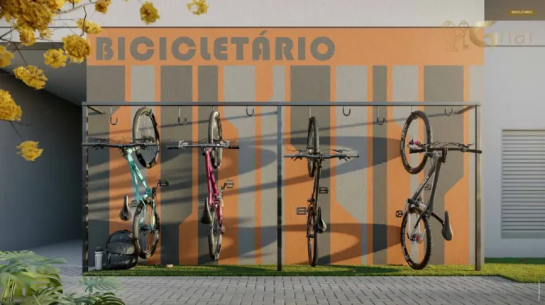 Bicicletário do The One Chácara Santo Antônio com estrutura para mobilidade urbana