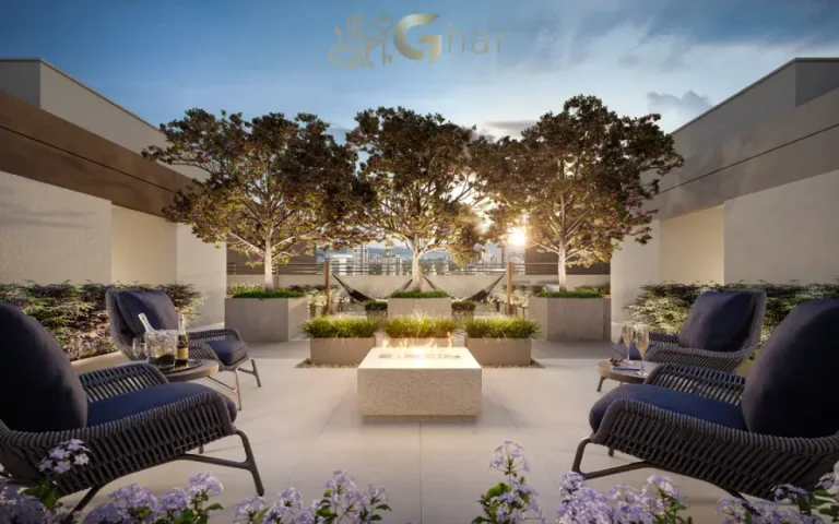 Lounge com fireplace no The One Granja Julieta, condomínio de apartamentos na Zona Sul de São Paulo