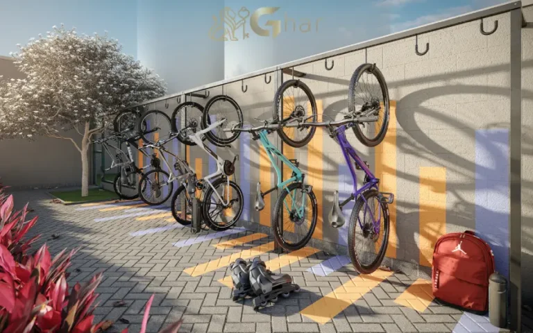 Bicicletário do The Place Barra Funda com espaço organizado para bicicletas