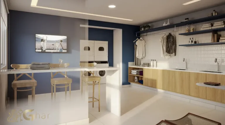 Lavanderia compartilhada do The Place Barra Funda com equipamentos modernos