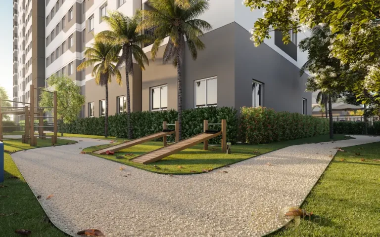 Pista de caminhada do The Place Barra Funda integrada às áreas de lazer