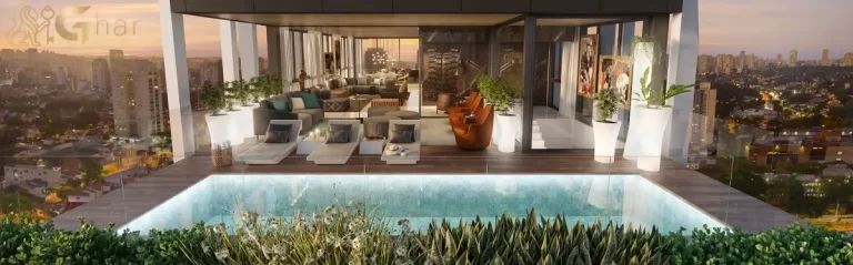 Terraço com piscina da cobertura duplex do Tonino Lamborghini Apartments San Paolo