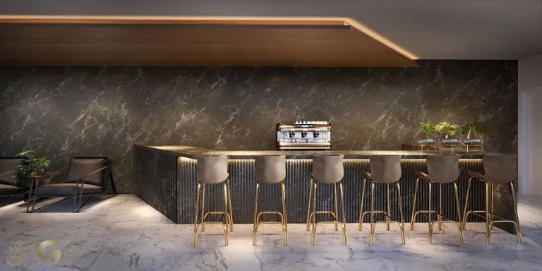 Bar integrado ao coworking dos studios do Tonino Lamborghini Apartments San Paolo