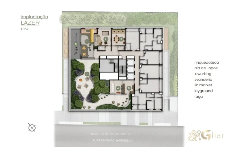 Planta De Implantação Do Lazer 3º Pavimento Union Braz Leme Santana