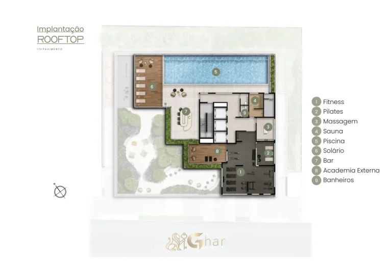 Planta De Implantação Do Rooftop 17º Pavimento Union Braz Leme Santana