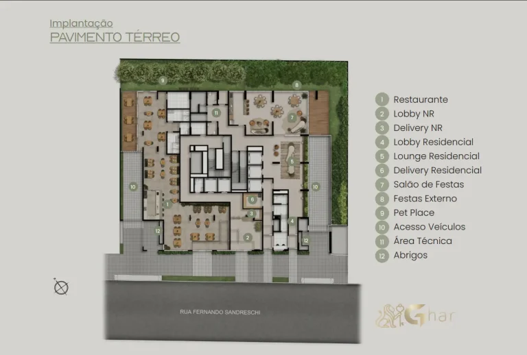 Planta De Implantação Do Térreo Do Condomínio Union Braz Leme Santana