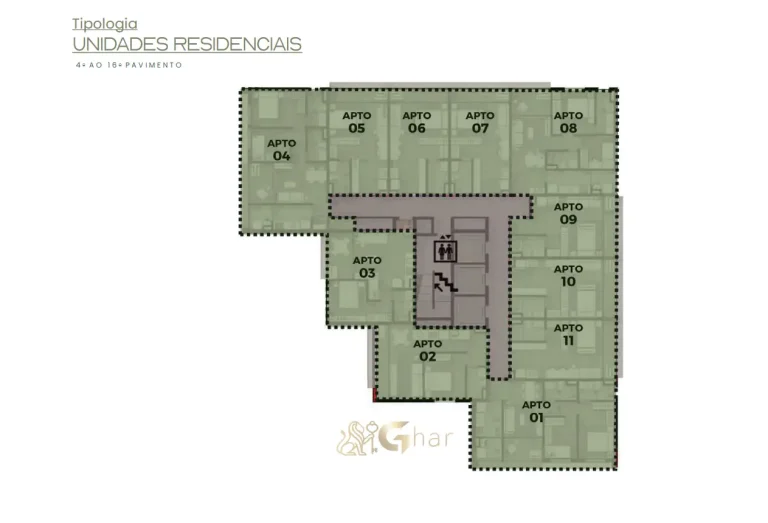 Planta Tipologia Das Unidades Residenciais Do 4º Ao 16º Pavimento Union Braz Leme