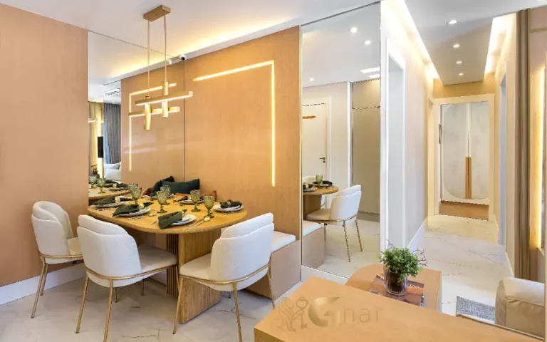 Sala de jantar decorada no apartamento do Uniq Panamby com layout funcional