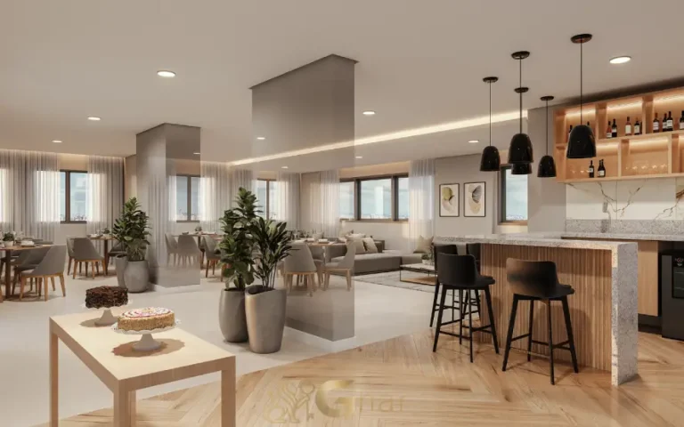 Salão de festas do Uniq Panamby com espaço elegante para eventos e confraternizações