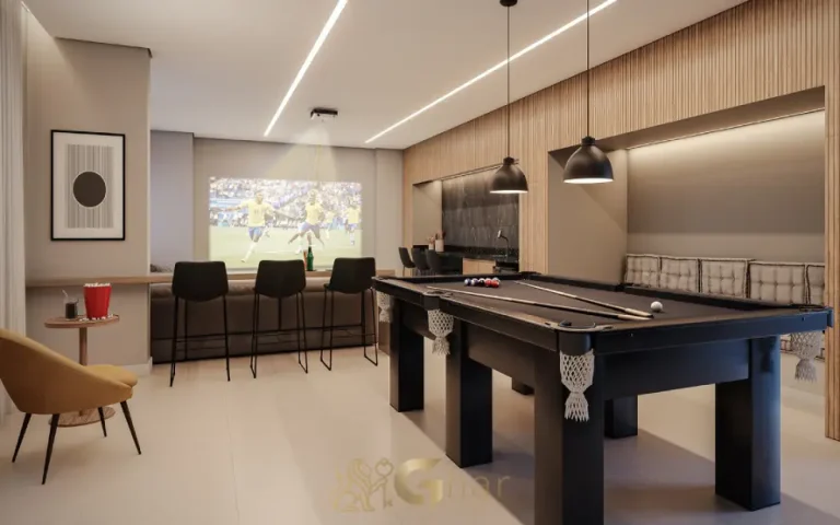 Sport bar do condomínio Uniq Panamby com espaço descontraído para lazer e convivência