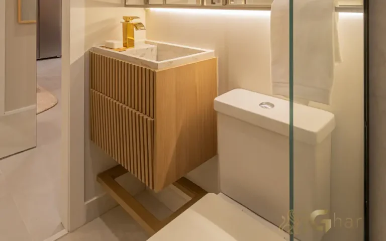 Banheiro do apartamento decorado no Urban Vila Maria com acabamento moderno