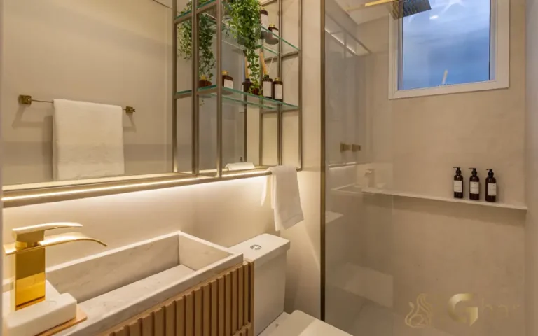 Banheiro do apartamento decorado no Urban Vila Maria com acabamento moderno