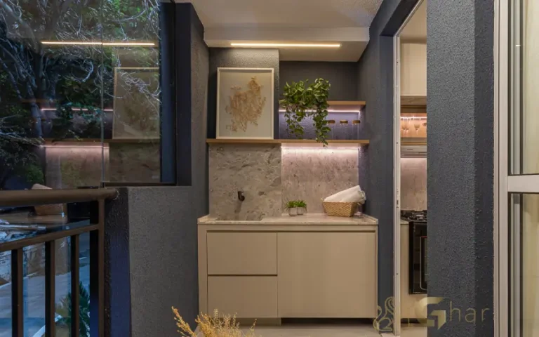 Terraço do apartamento decorado no Urban Vila Maria integrado à área social