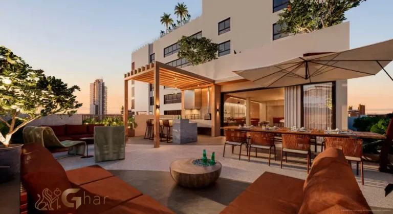 Espaço gourmet externo do condomínio Verde Città na Consolação