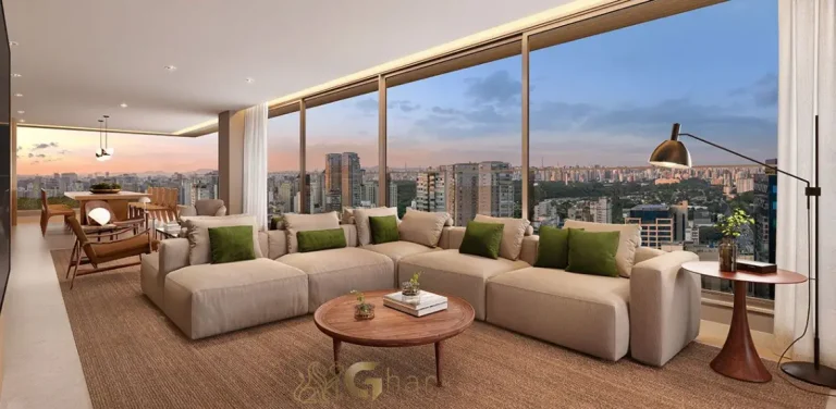 Sala de estar e living do apartamento decorado do Vinci Moema com 197m² em Moema São Paulo
