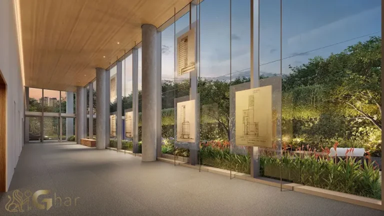 Lobby residencial sofisticado do condomínio Vinci Moema em Moema São Paulo