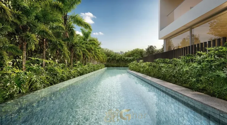 Piscina do condomínio Vinci Moema com área de lazer completa em Moema São Paulo