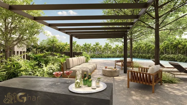 Pool bar do condomínio Vinci Moema integrado à piscina em Moema São Paulo