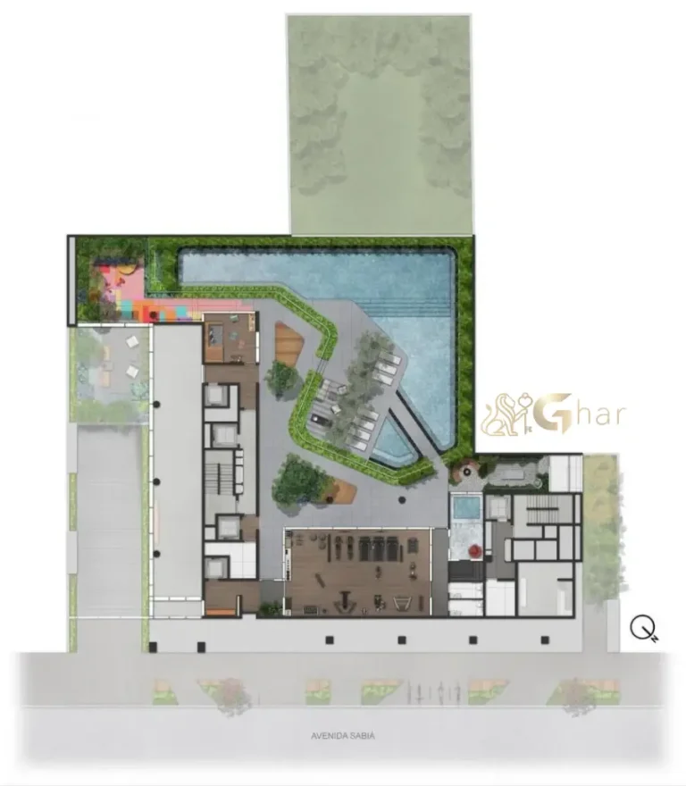 Planta de implantação do primeiro pavimento do condomínio Vinci Moema em Moema São Paulo