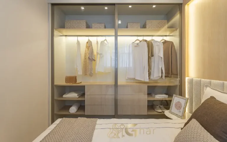 Suíte de casal do apartamento decorado do Yunes Park em Interlagos