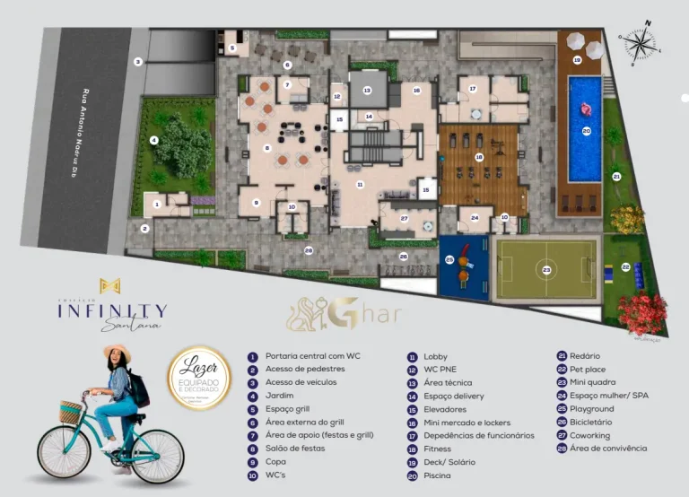 Planta De Implantação Do Térreo E Lazer Do Infinity Santana