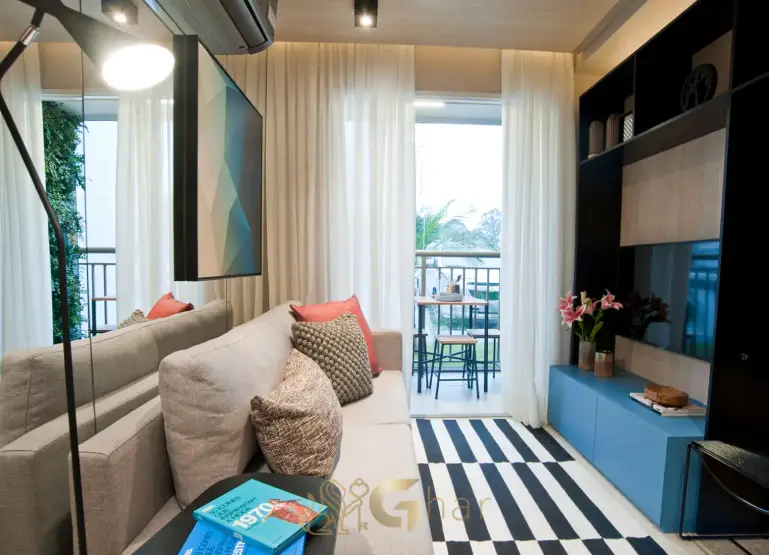 Sala com terraço do apartamento Laguna by Plano&Plano