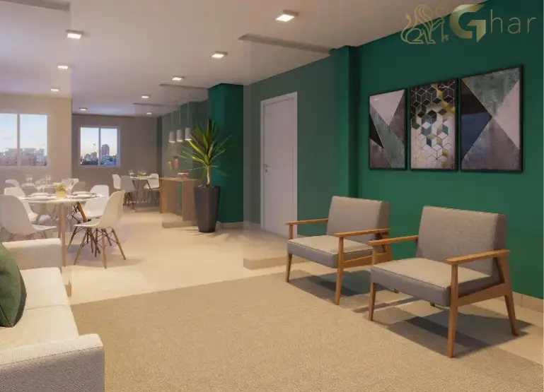 Salão de festas do condomínio Mais Vila Andrade com espaço para eventos e confraternizações