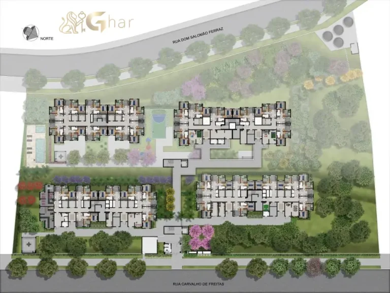 Planta de implantação do térreo do condomínio Mais Vila Andrade