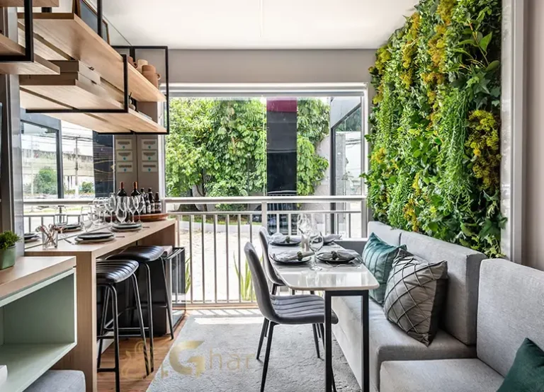 Sala com terraço do apartamento decorado Mapp Barra Funda