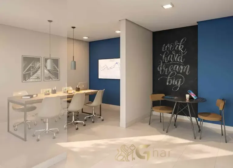 Espaço coworking do condomínio Palmares no Meu Plano&Interlagos