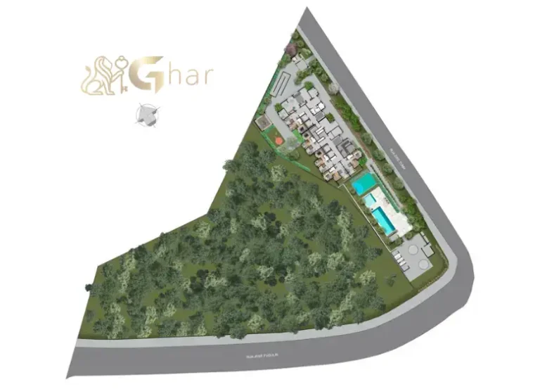 Planta de implantação do térreo com lazer do condomínio Campo Grande no Meu Plano&Interlagos