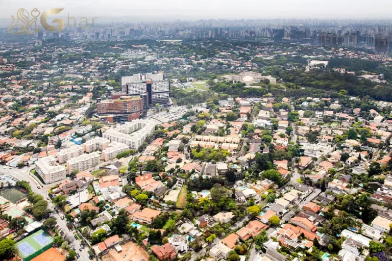 Vista aérea do bairro Morumbi na Zona Sul de São Paulo