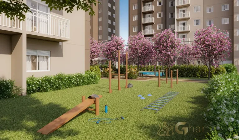 Área fitness externa do condomínio Mundo Park Alvorada no Campo Grande