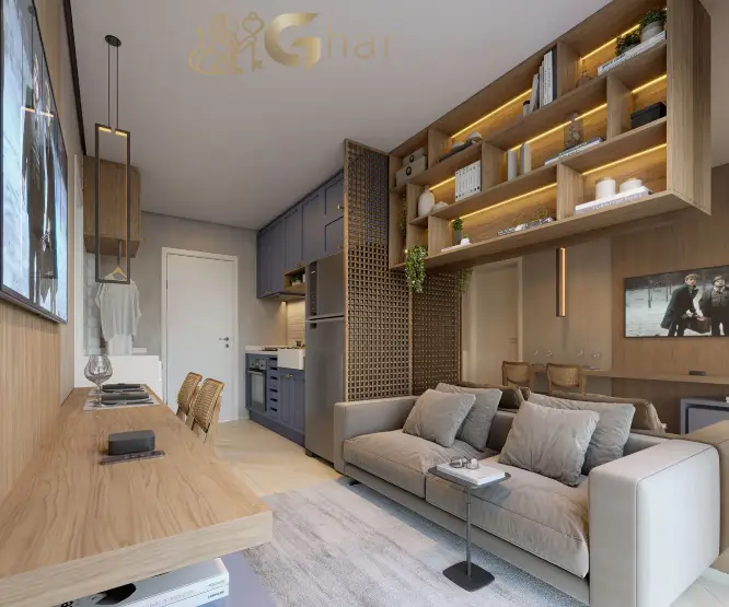 Apartamento decorado sala living no Mundo Park Aurora Campo Grande São Paulo