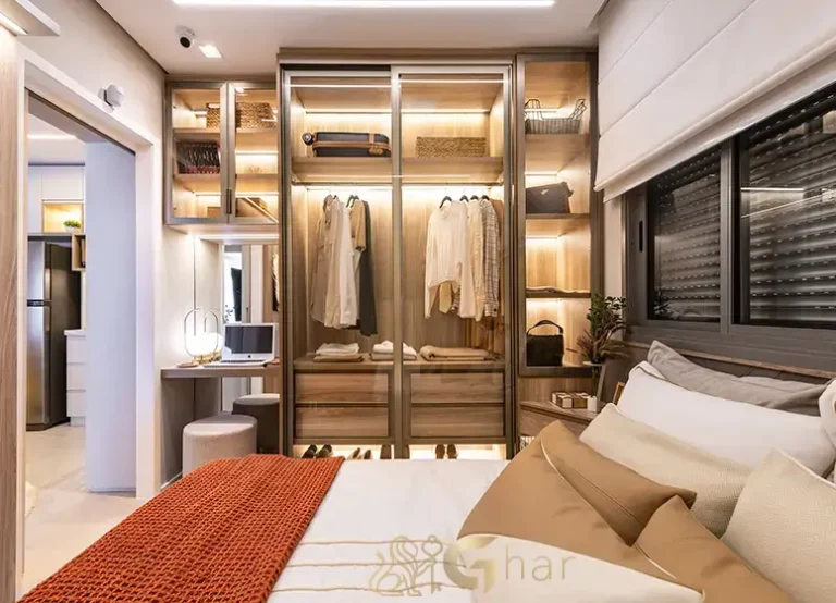 Suíte de casal do apartamento decorado no Oriz by Plano&Plano