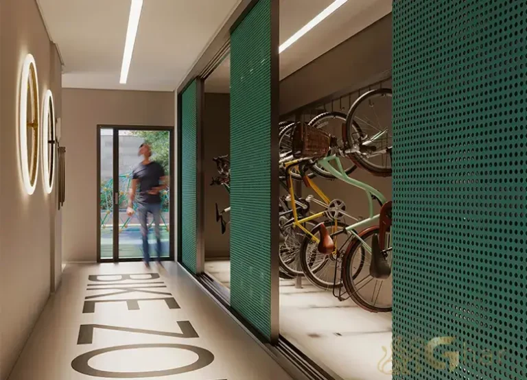 Bicicletário do condomínio Oriz by Plano&Plano Campo Belo