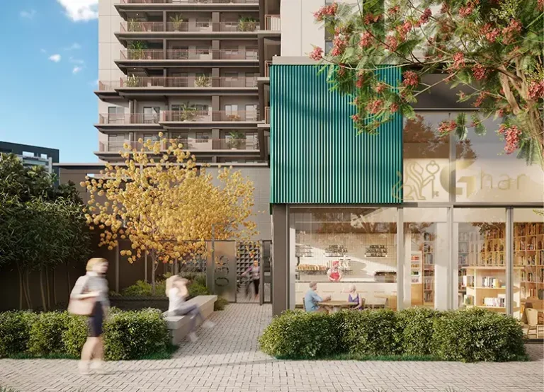 Fachada com lojas do Oriz by Plano&Plano Campo Belo