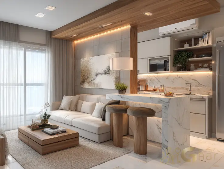 Sala de estar do apartamento decorado Plano&Bosque do Carmo Parque do Carmo