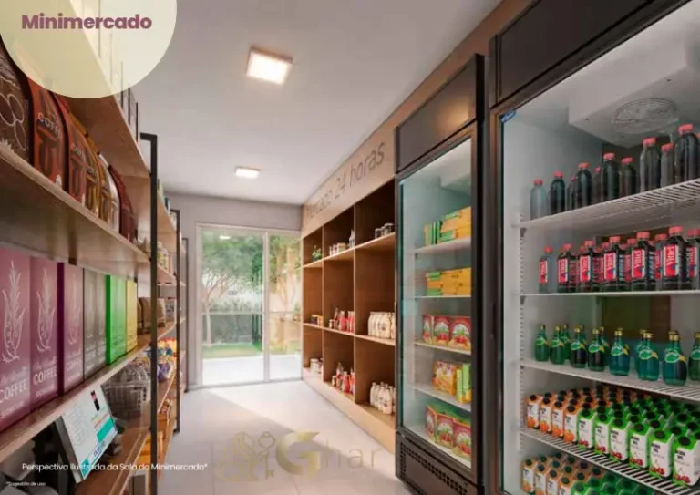 Mini mercado do Plano&Mais Interlagos Reserva com conveniência para o dia a dia dos moradores