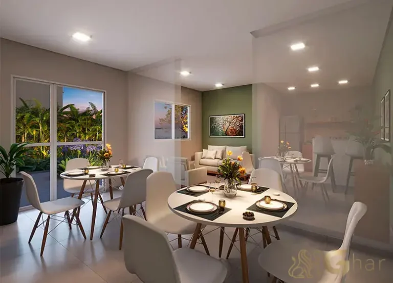 Salão de festas do condomínio Plano&Mais Morumbi equipado para eventos