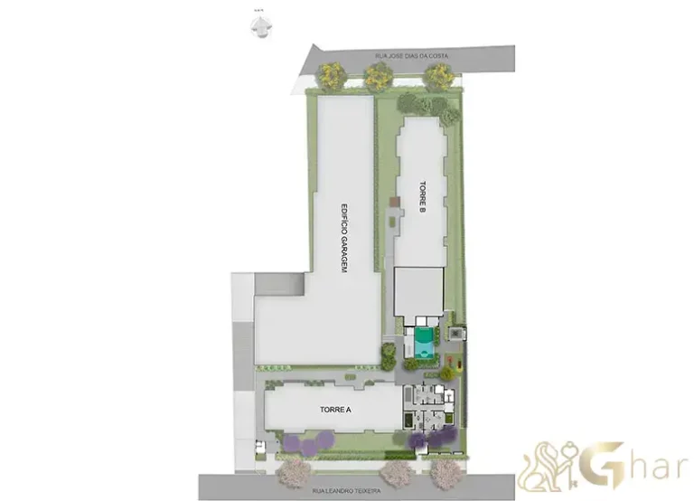Planta de implantação do 2º pavimento inferior do condomínio Plano&Mais Morumbi